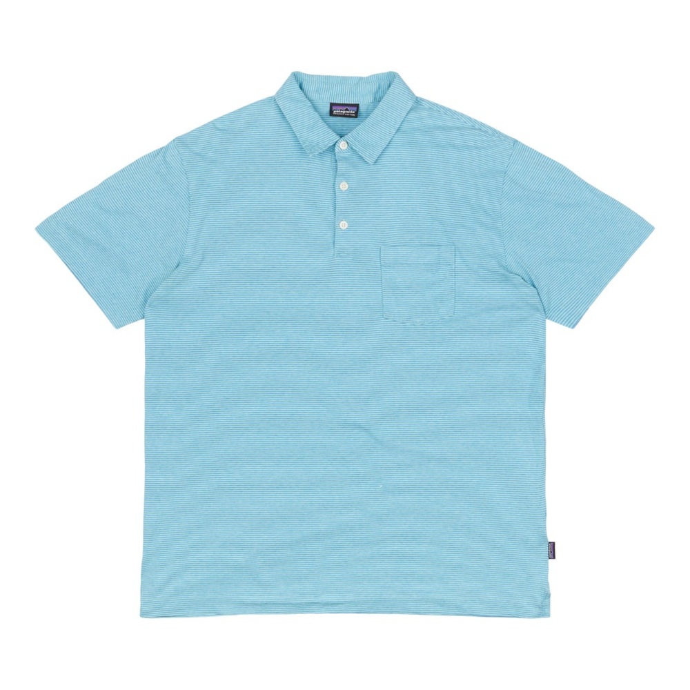 Patagonia Squeaky Clean Polo - Howling Tortoise Blue Stripe - Cotton - Mens XL